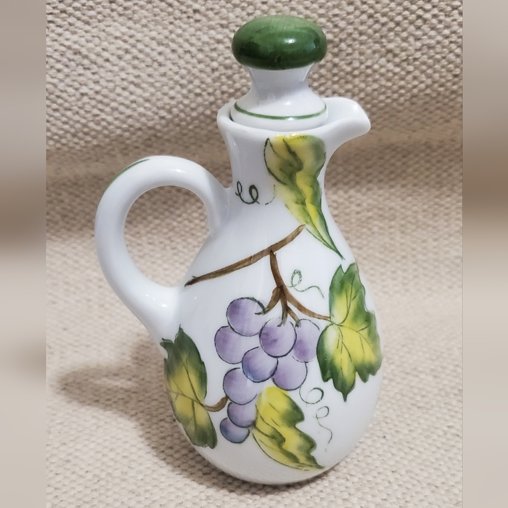 Andrea by Sadek Porcelain Oil / Vinegar Pitcher. Grape pattern